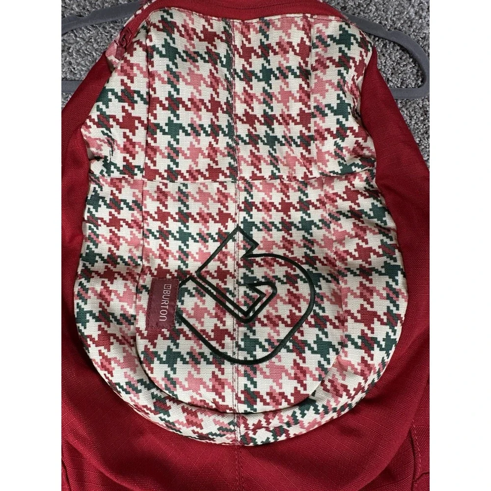 Burton‎ Red Houndstooth Backpack Padded Straps School Bag Laptop Snowboard